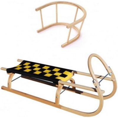 Sulov Sáně dřevěné 67 délka 110 cm + ohrádka černo-žlutá – Sleviste.cz