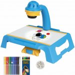 KIK KX2933 Dětský projektor kreslící stolík se šablonami a fixami modrá – Zboží Mobilmania