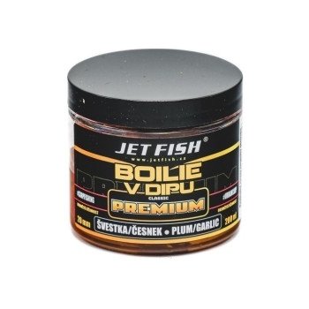 Jet Fish Premium clasicc Boilies v dipu ŠVESTKA / ČESNEK 200ml 20mm