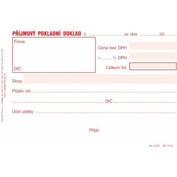 Optys 1310 Příjmový doklad jednoduchý A6 50 l.