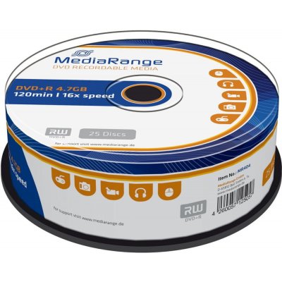 MediaRange DVD+R 4,7GB 16x, cakebox, 25ks (MR404) – Zboží Mobilmania