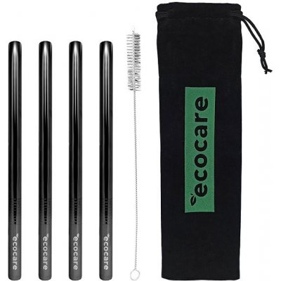Ecocare ekologická kovová brčka Maxi Black 21,5 × 1,2 cm 4 ks – Sleviste.cz