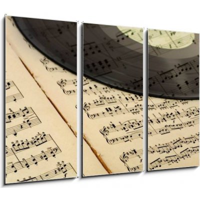 Obraz 3D třídílný - 105 x 70 cm - vintage musical background historické hudební pozadí