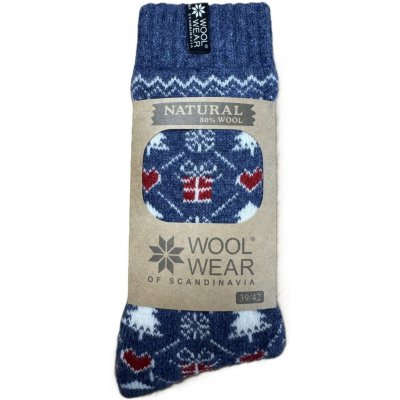 Woolwear of Scandinavia Vlněné ponožky Package Motif Nr. 115 modrá – Zboží Dáma