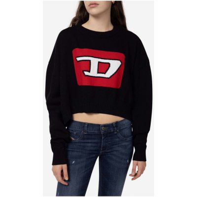 Diesel dámský vzorovaný cropped svetr Černý – Zboží Mobilmania