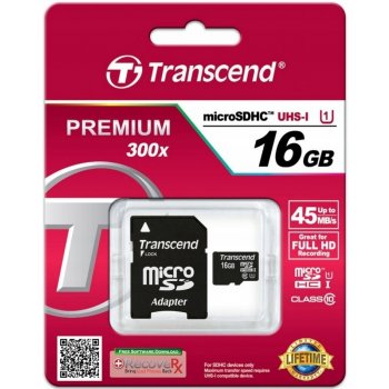 Transcend microSDHC 16 GB UHS-I TS16GUSDU1