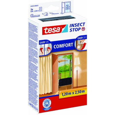 Tesa Insect Stop síť proti hmyzu COMFORT, do dveří, na suchý zip černá, 2 × 0,65 m : 2,5 m, kompletní sada k zavěšení – Zboží Mobilmania