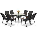 Garden Point Modena/Bitonto Wood černý kovový zahradní nábytek pro 8 osob se čtvercovým stolem – Zboží Dáma