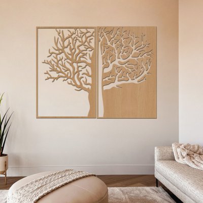 dřevo života Dřevěný strom na zeď DUALITY Barevný vzor: Buk, Rozměry (cm): 40x30 – Zboží Mobilmania
