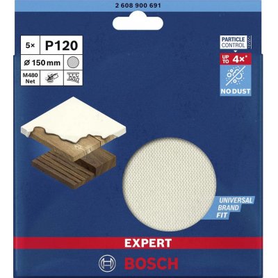 Bosch Accessories EXPERT M480 2608900691 brusná síť pro excentrickou brusku bez otvorů Zrnitost 120 (Ø) 150 mm 5 ks – Hledejceny.cz