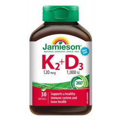 Jamieson Vitamíny K2 120mcg a D3 1000 IU 30 kapslí