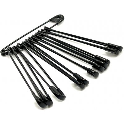 Černé spínací špendlíky - 12 ks - rozměr 1 cm x 5,6 cm – Zbozi.Blesk.cz
