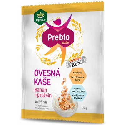 Topnatur Prebio ovesná kaše mléčná banán s proteinem 65 g – Zbozi.Blesk.cz