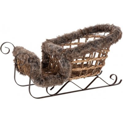 Proutěné vánoční sáně s kožíškem Christmas Sled - 60*24*28 cm - Clayre & Eef – Hledejceny.cz