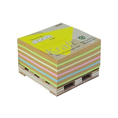StickN KraftCube 76 × 76 mm, 400 listů, barevný samolepicí blok z recyklovaného papíru 21817 – Hledejceny.cz