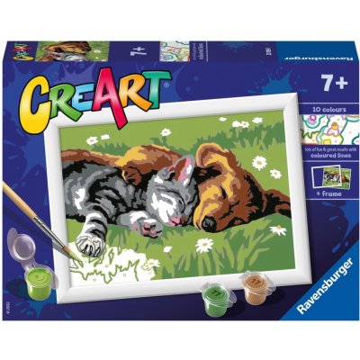 Zuty malování podle čísel Ravensburger Kreativní a výtvarné hračky CreArt Spící pes a kočka – Zboží Mobilmania