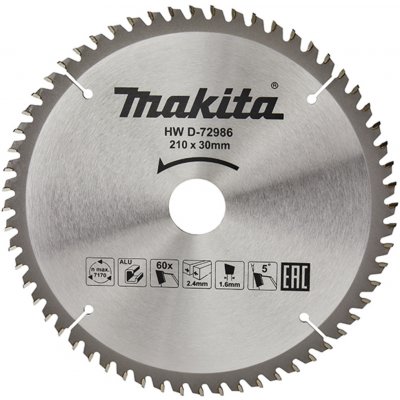 Makita D-72986 Pilový kotouč na hliník a lamino 210 x 30 mm 60 zubů TCT – Zboží Mobilmania