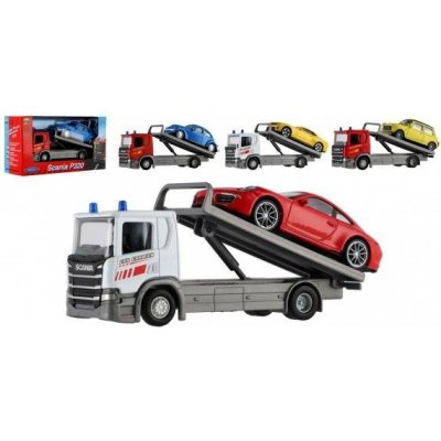 Dromader Welly Auto odtahovka Scania P320 + auto kov/plast 15cm 4 barvy v krabičce 185x10x6cm – Zboží Mobilmania