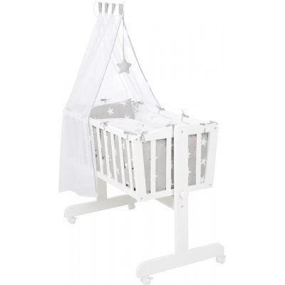 Roba Bílá kolébka na kolečkách s nebesy 40x90 cm Little stars Roba – Zboží Dáma