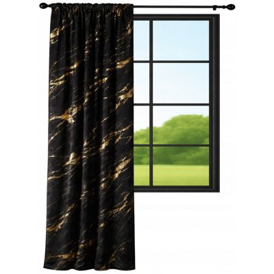 Hotový závěs NOW-ART velurový černý se zlatým vzorem 140x250 cm – Hledejceny.cz