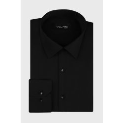 Villaro by MMER pánská košile dlouhý rukáv slim fit 006DSB černá