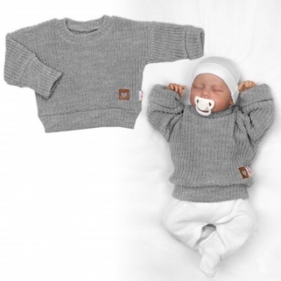 Baby Nellys Rostoucí oversize pletený svetřík pro miminko šedý – Hledejceny.cz