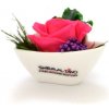 Květina Aneta Dark pink - tmavě růžová (Stabilizovaná "věčná" růže v keramickém obalu ve tvaru srdce)