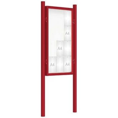 PROCITY Venkovní vitrína model 2000 12 x A4, červená, včetně sloupků | Zboží Auto