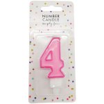 PartyDeco Narozeninová svíčka s číslem 4 růžová – Zboží Dáma