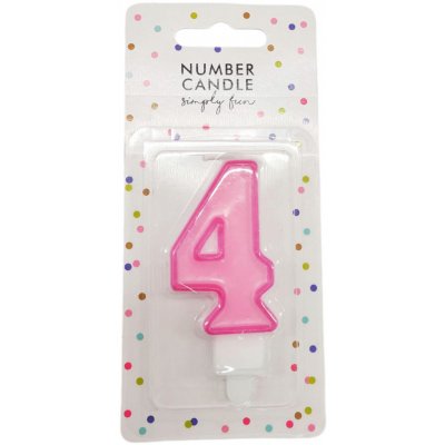 PartyDeco Narozeninová svíčka s číslem 4 růžová – Zboží Dáma