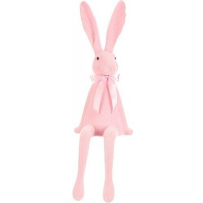 Zajíc s mašlí - sedící figurka, semiš, barva světle růžová Autronic VEK210 PINK-LT Plast – Sleviste.cz