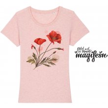 Magifešn BIO Tričko Vlčí máky Růžová žíhaná