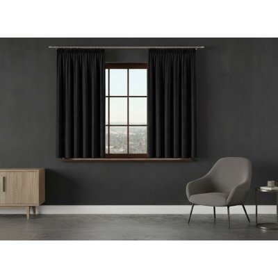 Dekorační krátký závěs s řasící páskou VALMI 140x160 cm color 111 černá (cena za 1 kus) MyBestHome – Hledejceny.cz
