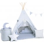 ELIS DESIGN Set teepee stan Cik cak bílý luxury – Zboží Dáma