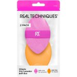 Real Techniques Miracle 2-In-1 Powder Puff Duo víceúčelové labutěnky pro nanášení pudrových a tekutých produktů 2 ks růžová – Zboží Dáma