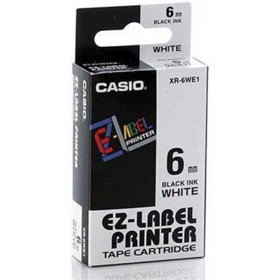 Páska do tiskárny štítků Casio XR-6WE1 6mm černý tisk/bílý podklad originál