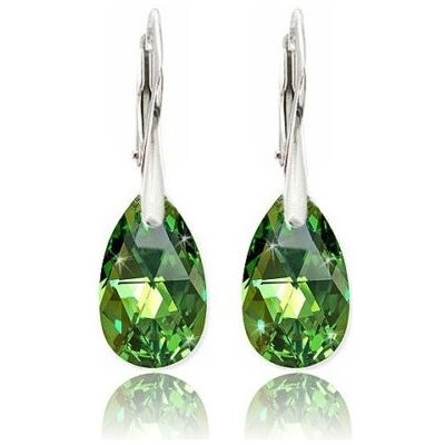 Swarovski Elements Pear krystal stříbrné visací zelené slzičky kapky 51056.3 Peridot zelená světlá – Zboží Mobilmania