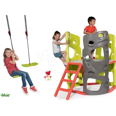 Smoby Set prolézačka Multiactivity Climbing Tower na šplhání se skluzavkou a dárek nastavitelná houpačka Activity Swing – Zboží Mobilmania