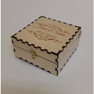Dřevěná krabička na prstýnky s gravírováním – Hledejceny.cz