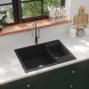 Kuchyňský dřez zahrada-XL Kuchyňský dřez s přepadem otvorem dvojitý černý žula