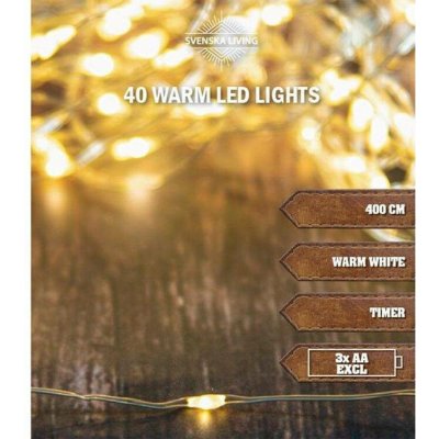 Můjrendlík Vánoční světelný řetěz 40 LED s časovačem 4m – Hledejceny.cz