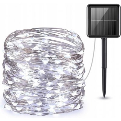 ACA Lighting 200 CW solární LED, řetěz, na baterie, 8 funkcí, stříbrný kabe – Hledejceny.cz