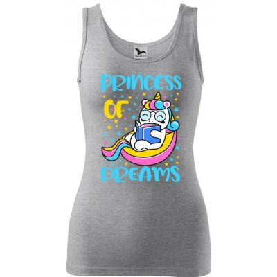 Dobrý Triko dámské tílko s potiskem Princess of dreams Tmavě šedý melír – Zboží Dáma