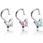 Šperky4U zahnutý piercing do nosu motýlek N01123-W – Zboží Mobilmania