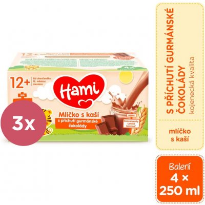 Hami Mlíčko s kaší s příchutí gurmánské čokolády 3 x 4 x 250 ml – Sleviste.cz