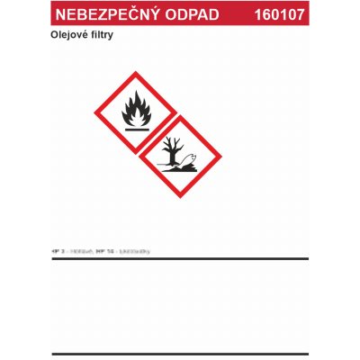 Nebezpečný odpad 160107 Olejové filtry samolepící vinylová fólie A5 (210 x 148 mm) – Zboží Dáma