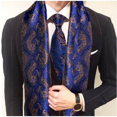 Knoflickarna.CZ manžetové knoflíčky s kravatou a šálou modrá – Zboží Mobilmania