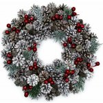 DECOLED Vánoční věnec na dveře z borovicových šišek a červených bobulek, 35 cm – Hledejceny.cz