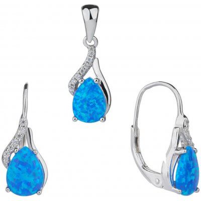 Bealio stříbrná souprava SLZA modrý OPÁL 03-07999-1853 – Zboží Dáma