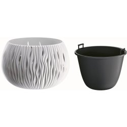 Prosperplast Květináč s vkladem SANDY BOWL bílý 47,8 cm